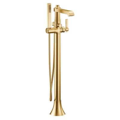Moen Flara One-Handle Freestanding Floor Mount Tub Filler with Handshower, Brushed Gold by Moen