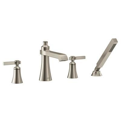 Moen Flara 2-Handle Deck-Mount Roman Tub Faucet Trim Kit with Handshower in Brushed Nickel (Valve Sold Separately) by Moen