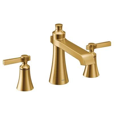 Moen Flara 2-Handle Deck-Mount Roman Tub Faucet Trim Kit with Lever Handles in Brushed Gold (Valve Sold Separately) by Moen