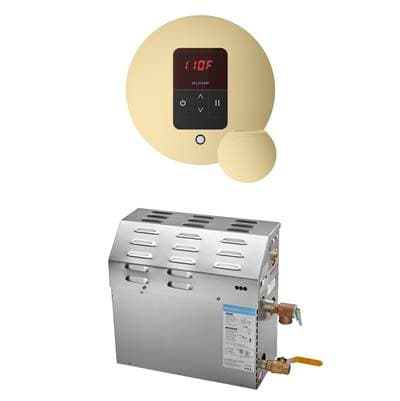 Mr. Steam MS 5 Kw (5000 W) Steam Shower Generator Package with Round Itempo Control - Satin Brass