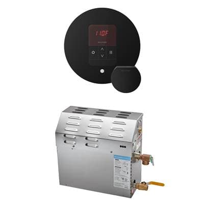 Mr. Steam MS 5 Kw (5000 W) Steam Shower Generator Package with Round Itempo Control - Matte Black