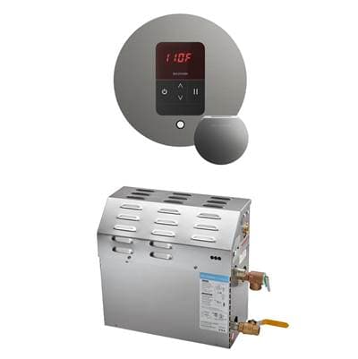 Mr. Steam MS 5 Kw (5000 W) Steam Shower Generator Package with Round Itempo Control - Satin Steel by Mr. Steam