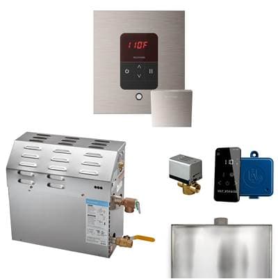 Mr. Steam MS 9 Kw (9000 W) Steam Shower Generator Package with Square Itempo Control in Brushed...