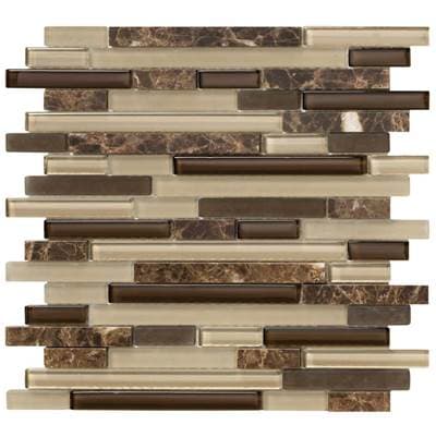 Marazzi Tile Crystal Stone II Random Linear Mosaic Tile - Espresso