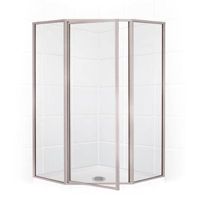 Mustee and Sons Neo Angle Shower Enclosure with Clear Glass, 36'' - Brushed Nickel by Mustee And Sons
