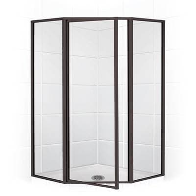 Mustee and Sons Neo Angle Shower Enclosure with Clear Glass, 36'', Oil Rub Bronze - Oil Rubbed... by Mustee And Sons