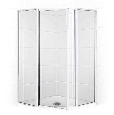 Mustee and Sons Neo Angle Shower Enclosure with Clear Glass, 38'' - Chrome