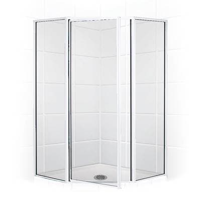 Mustee and Sons Neo Angle Shower Enclosure with Clear Glass, 42'' - Chrome
