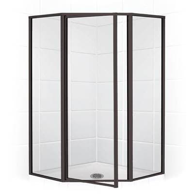 Mustee and Sons Neo Angle Shower Enclosure with Clear Glass, 42'', Oil Rub Bronze - Oil Rubbed...