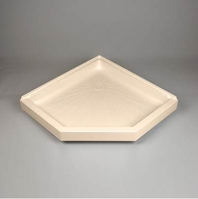 Mustee and Sons Durabase Neo Angle Shower Floor, 42'' Wx42'' D, Bone - Semi Gloss