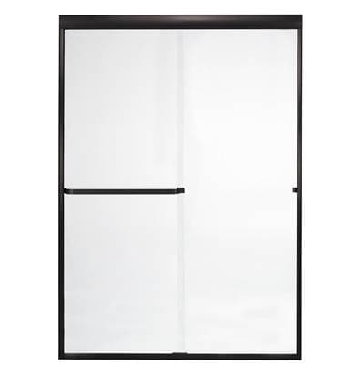 Mustee and Sons Frameless Bypass Door with Clear Glass, 48'', Oil Rub Bronze - Oil Rubbed Bronze