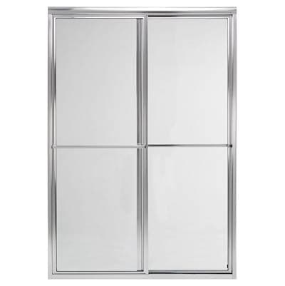 Mustee and Sons Bypass Shower Door with Clear Glass, 60'', Chrome - Bright Silver