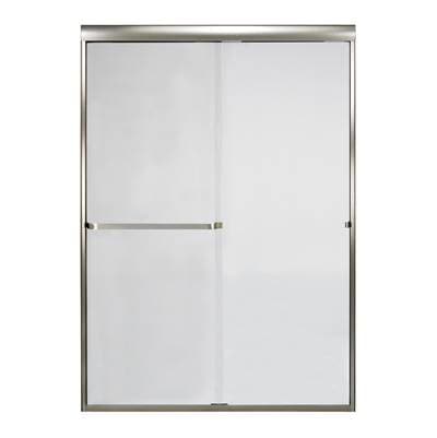Mustee and Sons Frameless Bypass Door with Clear Glass, 60'' - Brushed Nickel