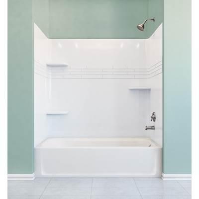 Mustee and Sons Topaz Bathtub Wall, Fiberglass Tile, White, Fits 32''x60'' Bathtub - Semi Gloss by Mustee And Sons