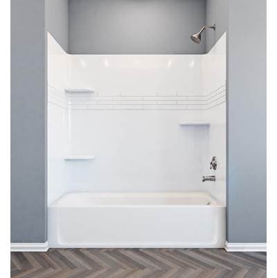 Mustee and Sons Topaz Bathtub Wall with Decorative Trim, Fiberglass - Bone by Mustee And Sons