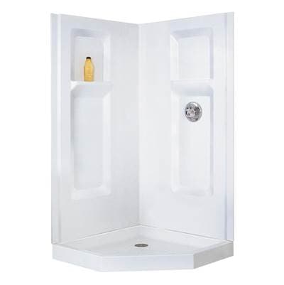 Mustee and Sons Durawall Corner Shower Wall, 38'', Fiberglass, White - Deep Gloss by Mustee And Sons