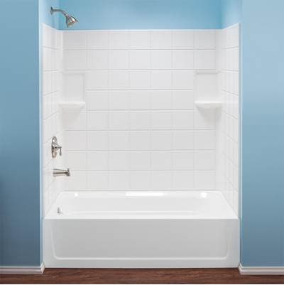 Mustee and Sons Topaz Tile Bathtub Wall, White, Fiberglass, 30''x60'' - Semi Gloss by Mustee And Sons