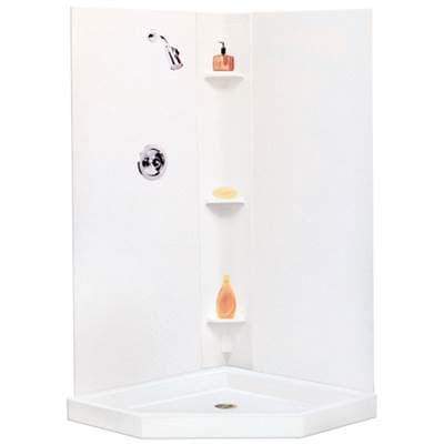 Mustee and Sons Durawall Shower Wall, White, Fits Corner Up to 42''x42'' D by Mustee And Sons