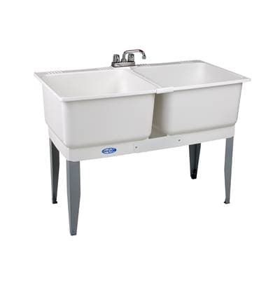 Mustee and Sons Utilatwin Laundry Tub Faucet Combo, Supply Lines, P Trap