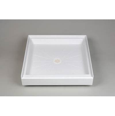 Mustee and Sons Durabase Shower Floor, 34'' Wx34'' D, White - Semi Gloss