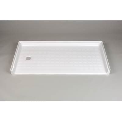 Mustee and Sons Durabase Barrier Free Shower Floor, Left Hand Drain, 30'' Wx60'' D, White - Semi... by Mustee And Sons