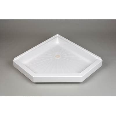 Mustee and Sons Durabase Neo Angle Shower Floor, 36'' Wx36'' D, White - Semi Gloss by Mustee And Sons
