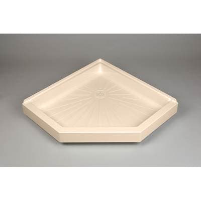 Mustee and Sons Durabase Neo Angle Shower Floor, 38'' Wx38'' D - Bone