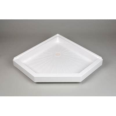 Mustee and Sons Durabase Neo Angle Shower Floor, 38'' Wx38'' D, White - Semi Gloss by Mustee And Sons