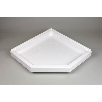 Mustee and Sons Durabase Neo Angle Shower Floor, 42'' Wx42'' D, White - Semi Gloss