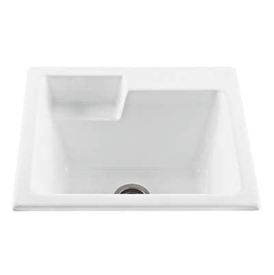 MTI Baths Basics Acrylic Cxllaundry Single BOWL Washboard Front - Biscuit (25x22) by MTI Baths
