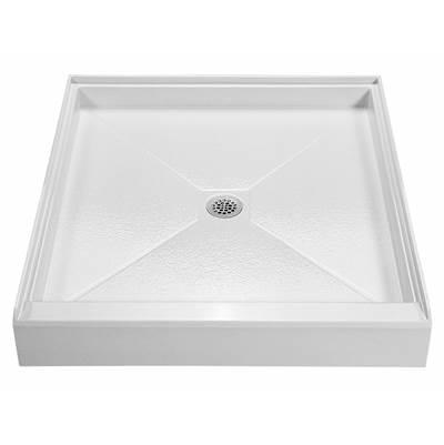 4248 ACRYLIC CXL CENTER DRAIN 42'' THRESHOLD 3-SIDED INTEGRAL TILE FLANGE - BISCUIT by MTI Baths