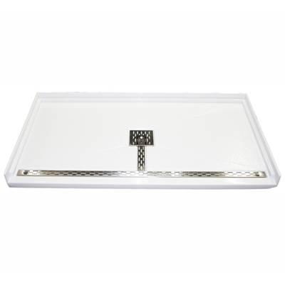 6042 ACRYLIC CXL BARRIER FREE CENTER DRAIN 63'' THRESHOLD 3-SIDED INTEGRAL TILE FLANGE - WHITE by MTI Baths