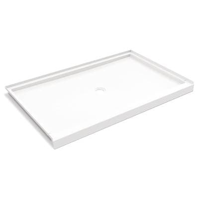 Maax Icon 6038 ANSI B SMC Alcove Shower Base with Center Drain - White
