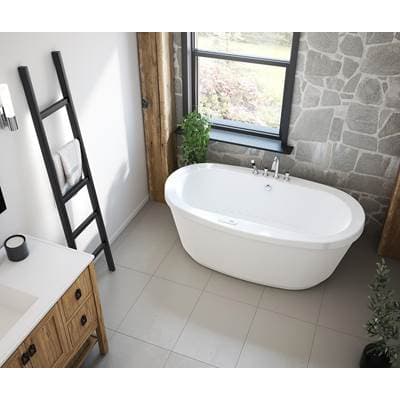 Maax Jazz F 66 X 36 Acrylic Freestanding Center Drain Aerofeel Bathtub in White with White Skirt...