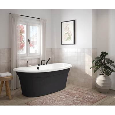 Maax Ella Sleek 66 X 36 Acrylic Freestanding Center Drain Bathtub in White with Black Skirt