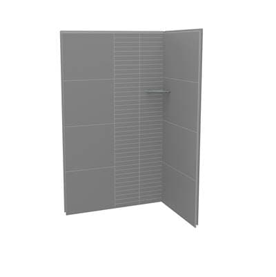 Maax Utile 4832 Composite Direct-to-stud Two-piece Corner Shower Wall Kit in Erosion - Pebble Grey