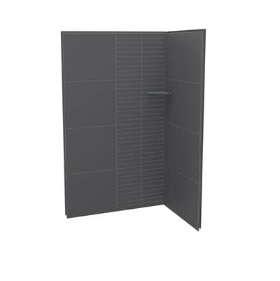Maax Utile 4832 Composite Direct-to-stud Two-piece Corner Shower Wall Kit in Erosion - Charcoal