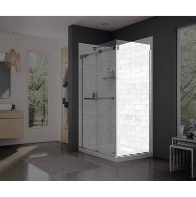 Maax Duel and Inverto Return Panel for 32 In. Base with Clear Glass in Chrome
