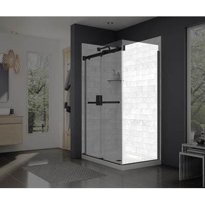 Maax Duel and Inverto Return Panel for 32 In. Base with Clear Glass in Matte Black