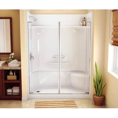 Maax KDS 3460 AFR Acrylx Alcove Center Drain Four-piece Shower - White