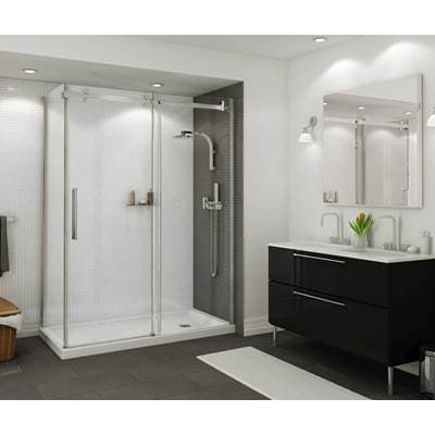 Maax B3round 6030 Acrylic Corner Right Shower Base in White with Anti-slip Bottom with Right-hand...