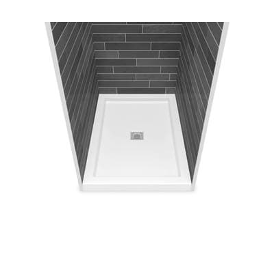 Maax B3square 4842 Acrylic Alcove Deep Shower Base in White with Anti-slip Bottom with Center...