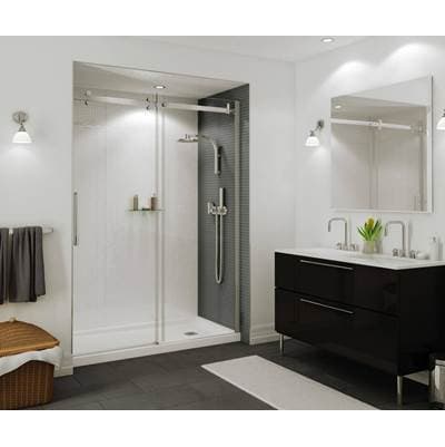 Maax B3square 6032 Acrylic Alcove Shower Base in White with Anti-slip Bottom with Right-hand...