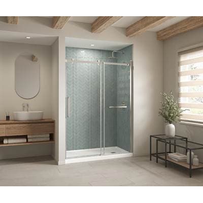 Maax B3square 6034 Acrylic Alcove Shower Base in White with Anti-slip Bottom with Right-hand...
