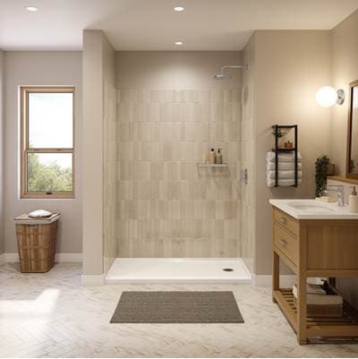 Maax Interflo 6030 Acrylic Alcove Shower Base in White with Right-hand Drain by Maax