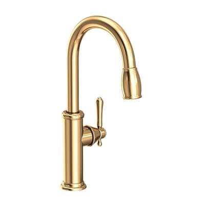 Newport Brass Chesterfield Pull Down Kitchen Faucet - Uncoated Polished Brass
