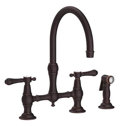 Newport Brass Chesterfield Kitchen Bridge Faucet with Side Spray - Venetian Bronze by Newport Brass