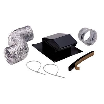 Steel Roof Vent Kit for 3'' or 4'' Round Duct, Includes Flexible Ducting, 4'' to 3'' Reducer, Duct Connector and Nylon Zip Ties - Black by Broan Nutone