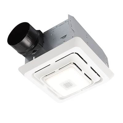 Broan Nutone Bluetooth Speaker Bath Exhaust Ventilation Fan W/ LED Light, 80 CFM - White by Broan Nutone