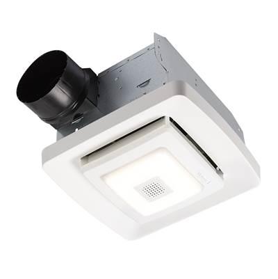 NuTone Bluetooth Speaker Bath Exhaust Ventilation Fan w/ LED Light, 80 CFM - White by Broan Nutone